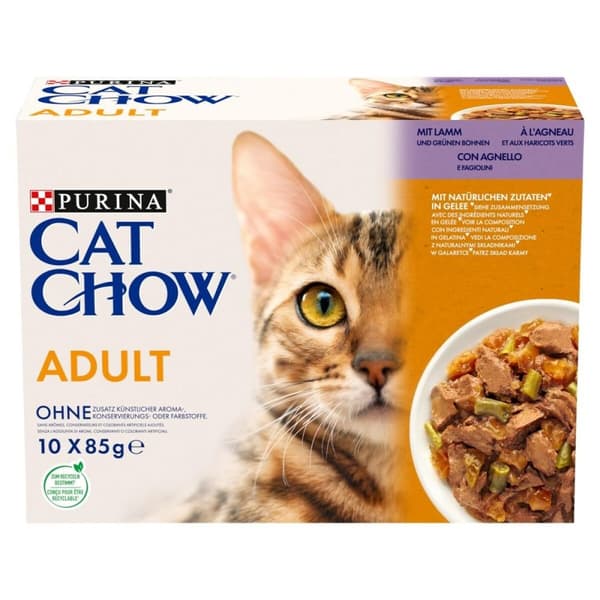 Kissanruoka Purina Cat Chow Adult 1+ Karitsa 10 x 85 g