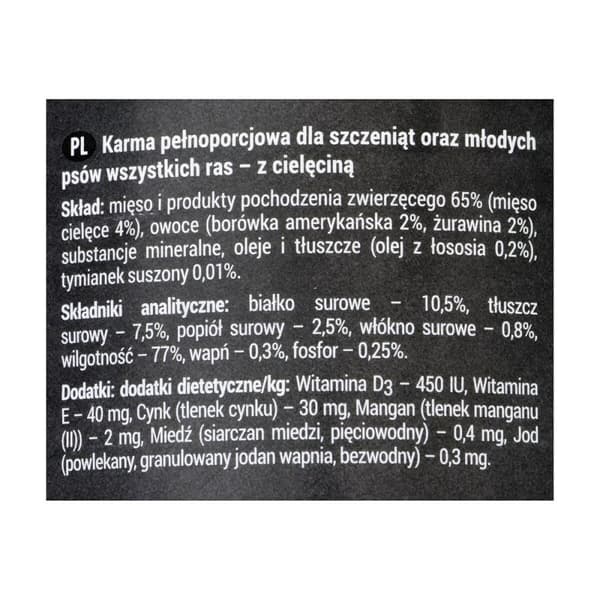 Våt mat Dolina Noteci Rafi Junior Blåbär Kalvkött 400 g