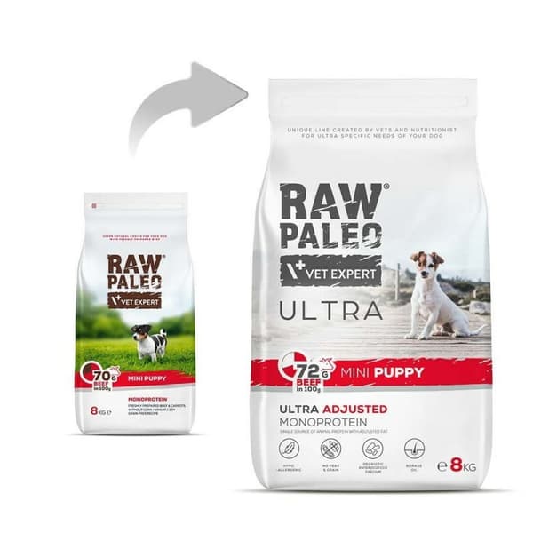 Foder VETEXPERT Ultra Mini Puppy Beef Kalvkött 8 kg