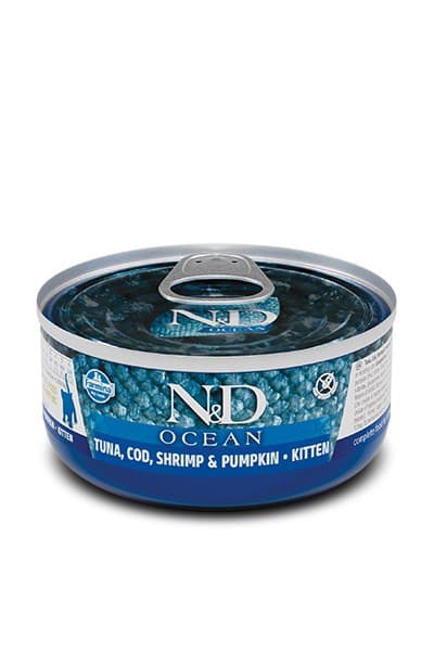 FARMINA N&D CAT OCEAN TONNIKA-, TURSKA-, KITKARAPU- JA KURITKUPITTEN - märkäruoka kissanpennuille - 70 g