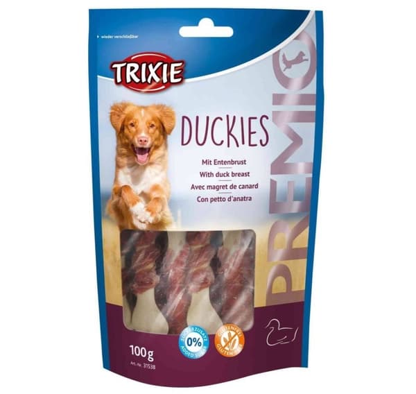 Herkku koirille PREMIO Duckies, 100 g