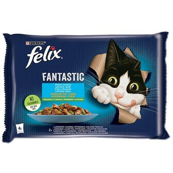 Kattemad Purina Laksefarvet Zucchini Grønne bønner 4 x 85 g