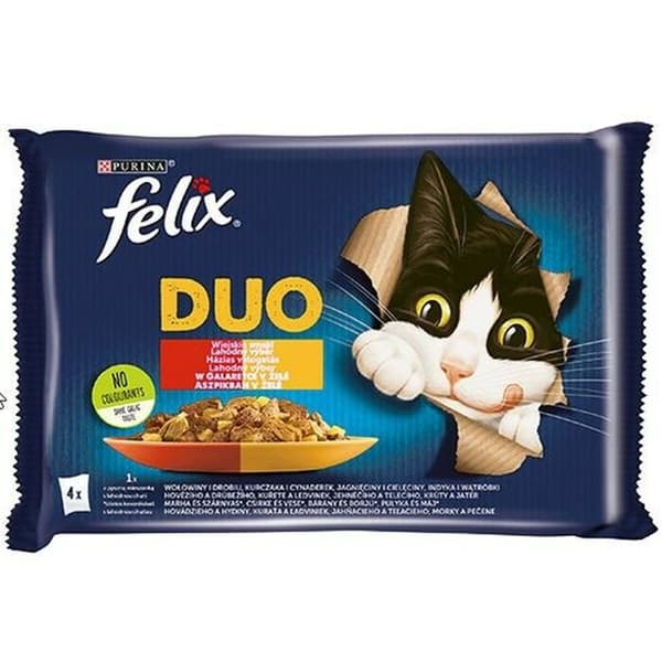 Kissanruoka Purina Duo Kana Nauta Karitsa Maksa Linnut 4 x 85 g