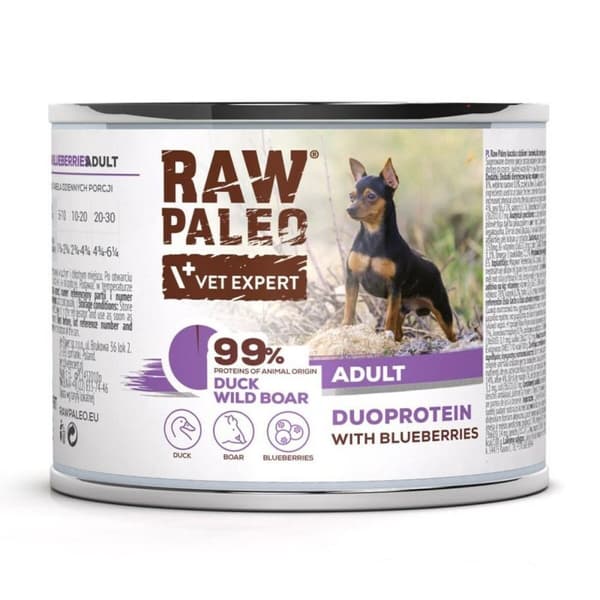 Våt mat VETEXPERT RAW PALEO Duoprotein Duck & Boar Adult 200 g
