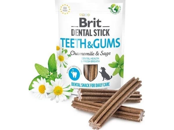 Brit Dental Stick Teeth & Gums with Chamomile & Sage?, Snacks, Dog, Adult, Mint, Gluten free