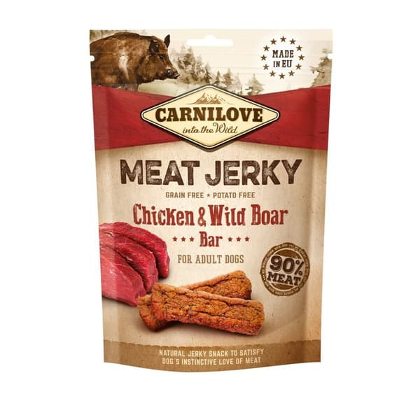 Rehu Carnilove MEAT JERKY Aikuinen Kana Villisika 100 g