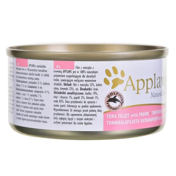 Kattmat Applaws Tuna fillet with prawn in broth Fisk Räkor 70 g