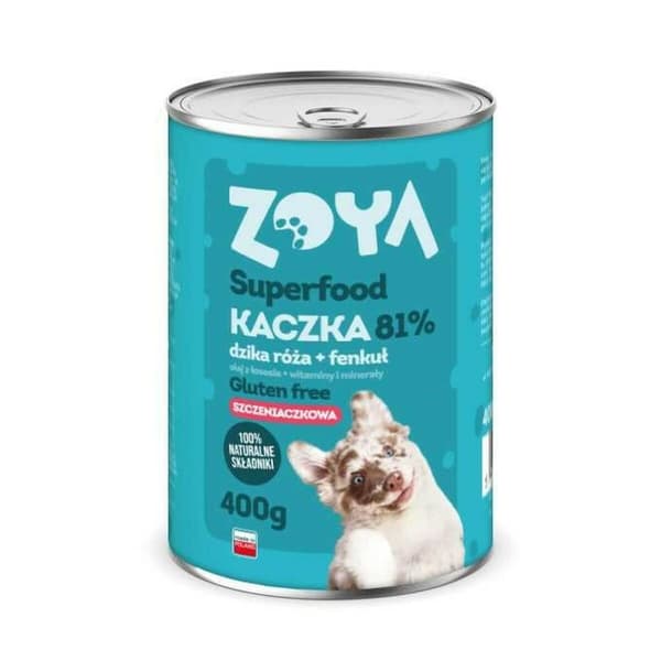 Våt mat Zoya Superfood Puppy Duck 400 g