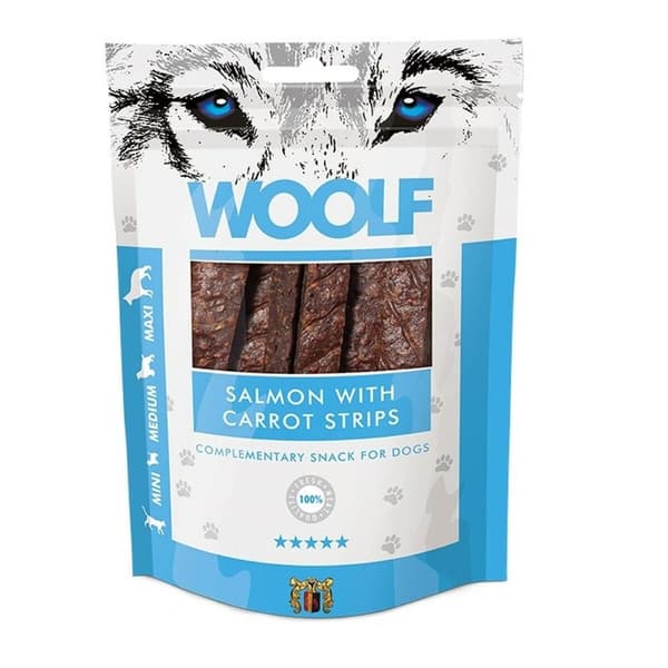 Hundgodis Woolf Salmon with carrot strips Lax 100 g