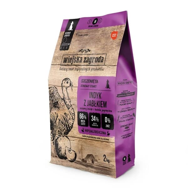 Foder WIEJSKA ZAGRODA Turkey with apple M Puppy Kalkon 9 kg