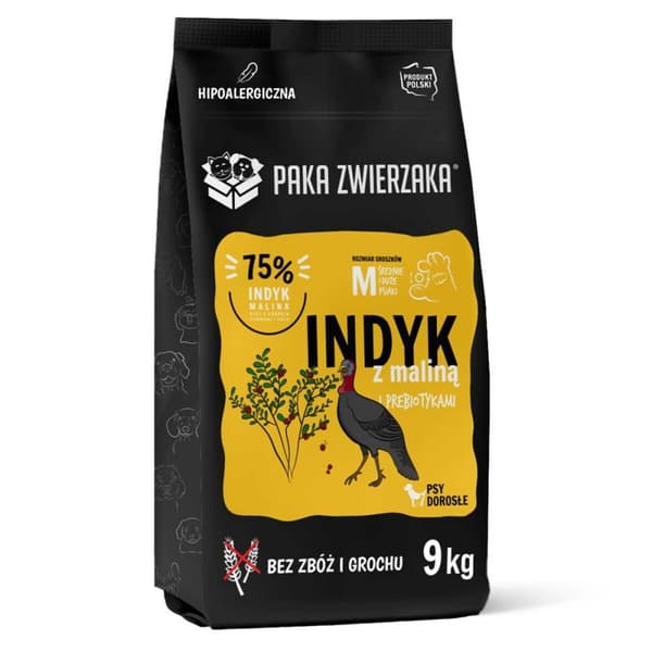 Foder Paka Zwierzaka Turkey with raspberry M Kalkun 9 kg
