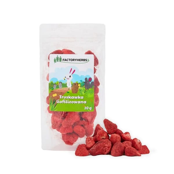 Kanin ruoka Factoryherbs Freeze-dried strawberries Chinchilla Marsu Hamsteri Rotta Hiiri Jyrsijät Linnut
