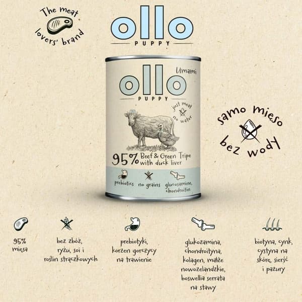 Våt mat Ollo Puppy Umami Nötkött 400 g