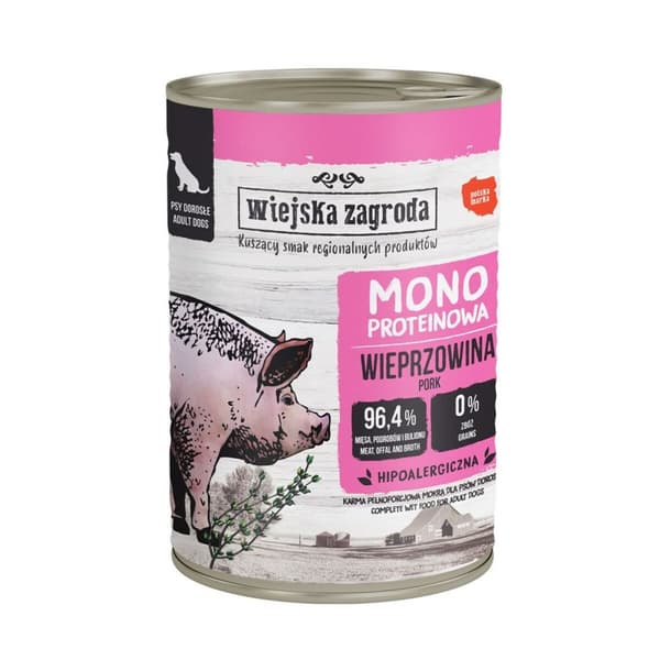 Kostea ruoka WIEJSKA ZAGRODA Monoprotein Pork Possu 400 g