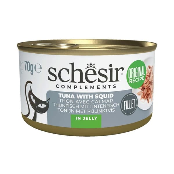 Kattemad Agras Pet Foods SCHESIR Complements Tuna with squids in jelly Fisk 70 g