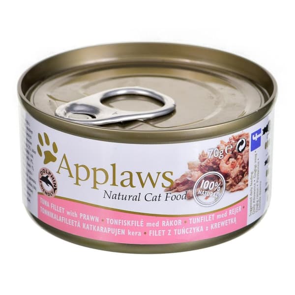 Kattmat Applaws Tuna fillet with prawn in broth Fisk Räkor 70 g