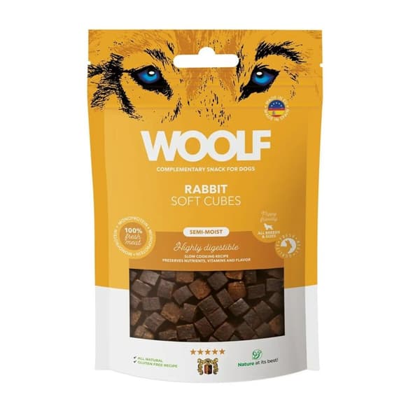 Hundgodis Woolf Soft Cubes Rabbit Kanin 100 g