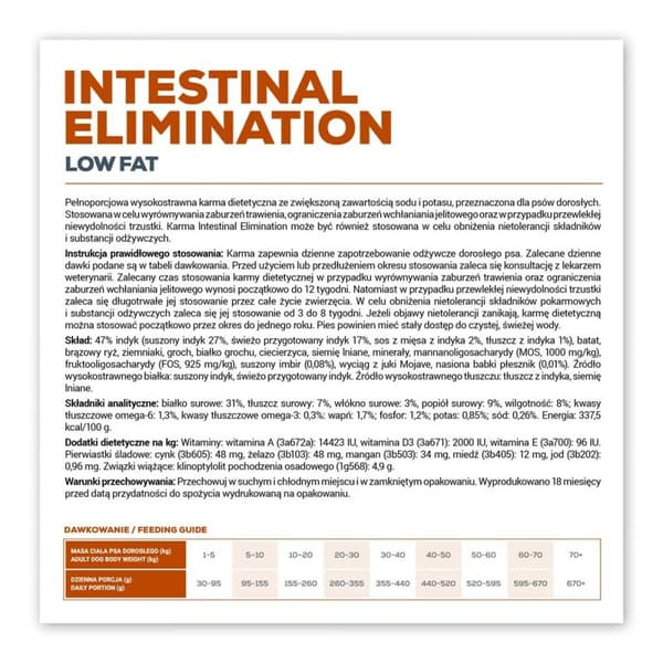 Foder VETEXPERT Intestinal Elimination Kalkon 2 Kg