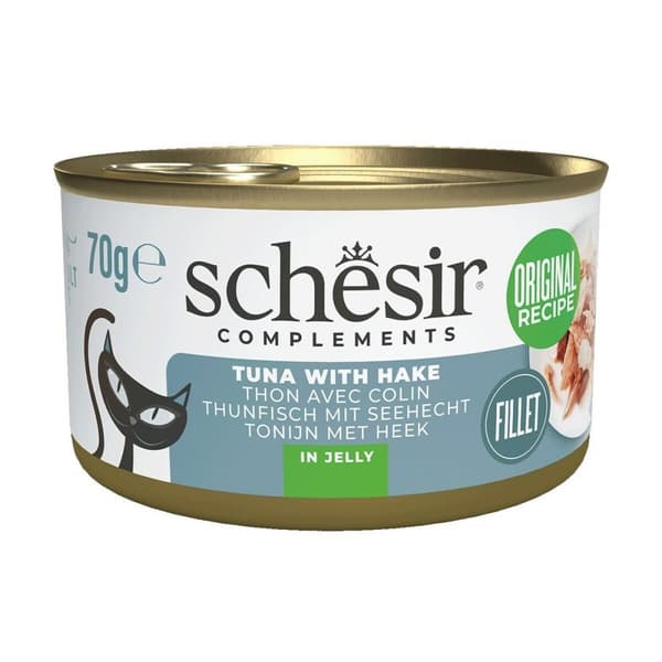 Kattmat Agras Pet Foods SCHESIR Complements Tuna with hake in jelly Fisk 70 g