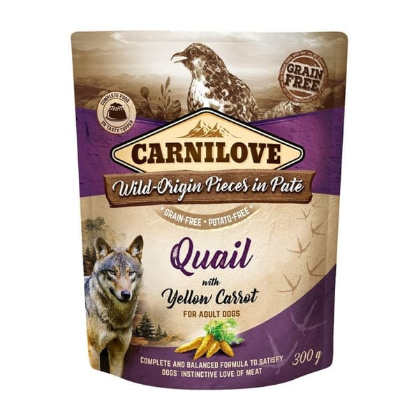 Våt mat Carnilove Dog Pouch Quail & Yellow carrot 300 g