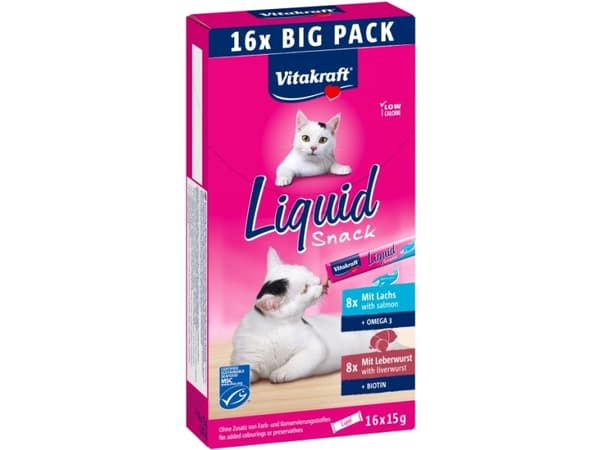 Vitakraft 58000, Snacks, Katt, Junior, Lever, Laks, 240 g