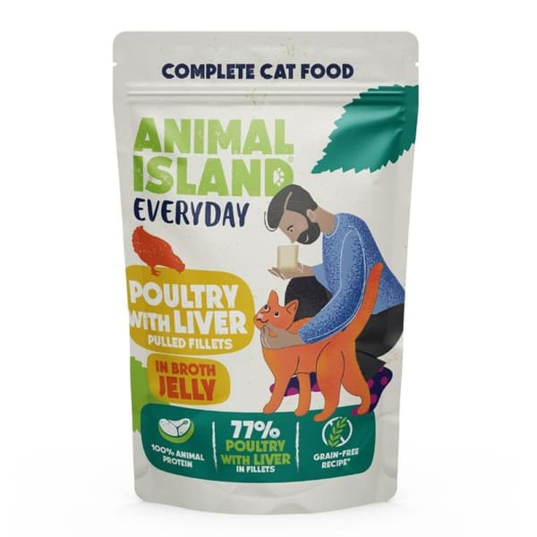 Kissanruoka ANIMAL ISLAND Everyday Poultry and liver in jelly 12 x 85 g
