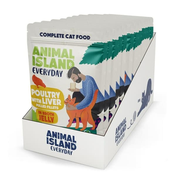 Kissanruoka ANIMAL ISLAND Everyday Poultry and liver in jelly 12 x 85 g