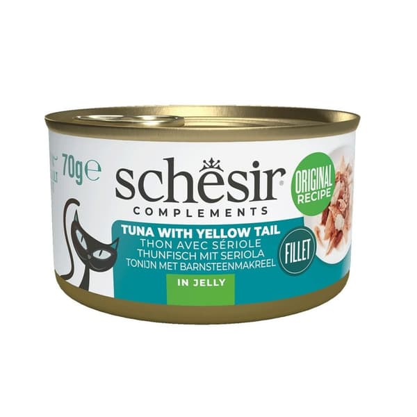 Kissanruoka Agras Pet Foods SCHESIR Complements Tuna with yellow tail in jelly Kala 70 g