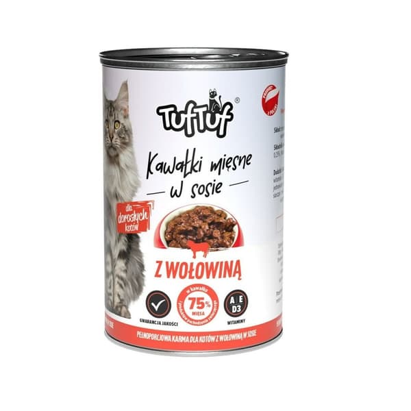 Kissanruoka Tuftuf Pieces of meat in sauce with beef Pihvi 415 g