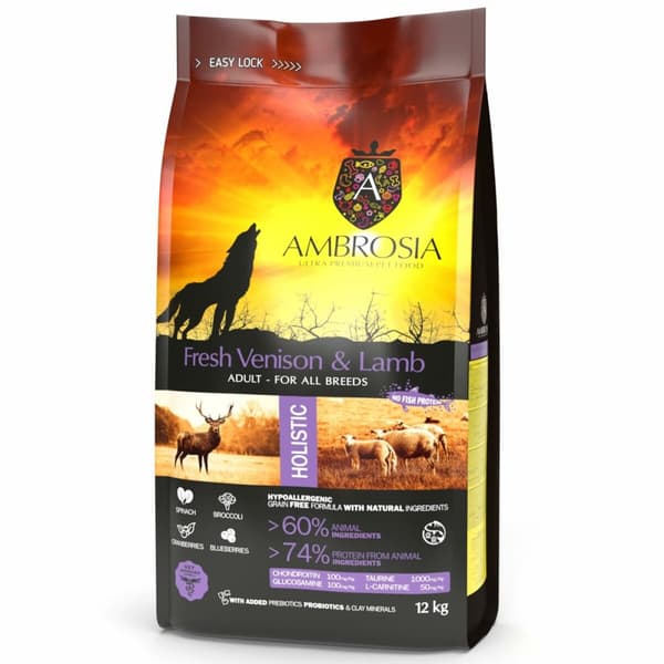 Foder Ambrosia Świeża Dziczyzna i Jagnięcina Voksen Lam Hjort 12,7 KG 12 kg