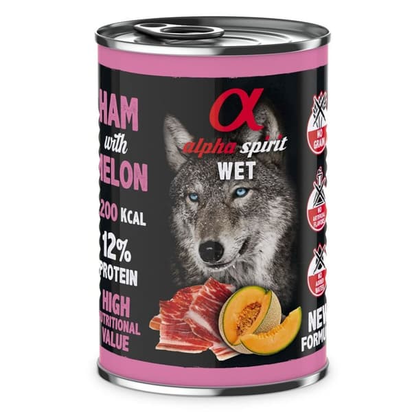 Våt mat Alpha Spirit ALPHA SPIRIT WET Jamón con melón Gris 400 g