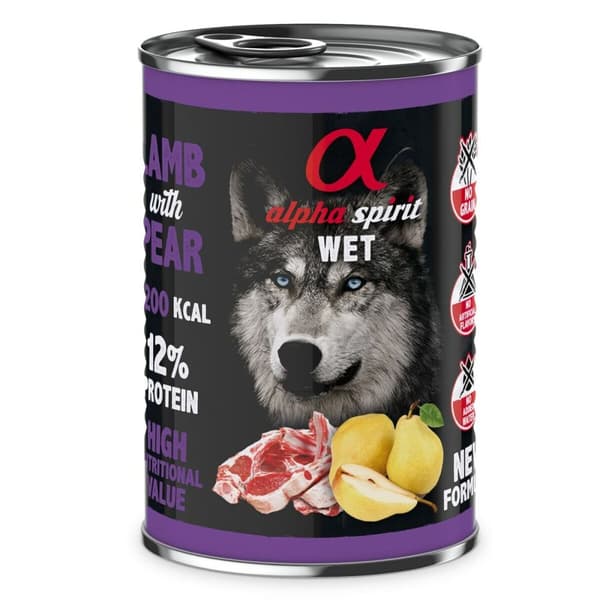 Våt mat Alpha Spirit ALPHA SPIRIT WET Cordero con pera Lamm 400 g