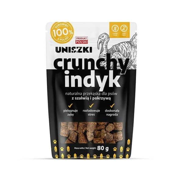 Hundesnack Uniszki Pavo Crujiente con Salvia y Ortiga Kalkun 80 g