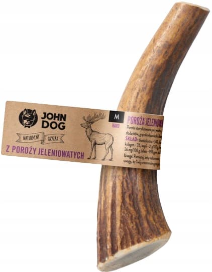 NATURLIGT TUGGBITT MED HJORTHORNSHORN FÖR HUNDAR HÅRT M John Dog ca 12 cm