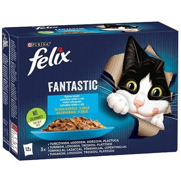Kattmat Purina Fantastic Lax Tonfisk Torsk 12 x 85 g