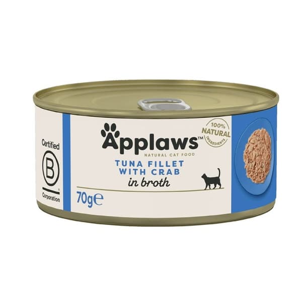 Kattmat Applaws Tuna fillet with crab in broth Tonfisk Fisk Krabba 70 g