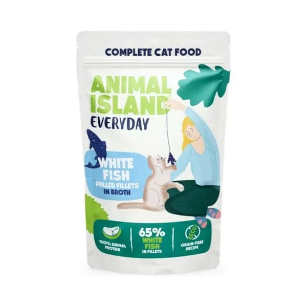 Kattmat ANIMAL ISLAND Everyday Beef, chicken, turkey and white fish fillets in broth 40 x 85 g