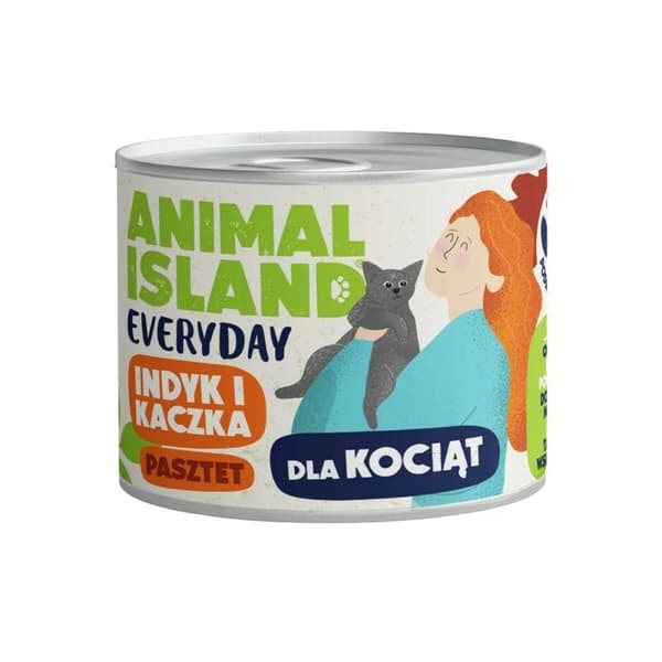Kattmat ANIMAL ISLAND Everyday Turkey and duck for kittens 185 g