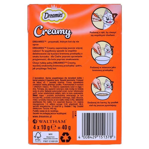 Snack for Cats Dreamies Creamy 4 x 10 g Kylling