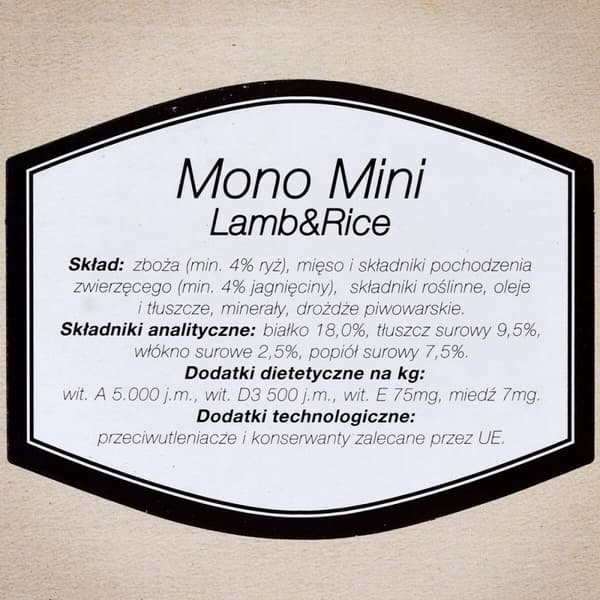 Foder BOSCH Mono Mini Lamb&Rice Lam Ris 900 g 900 gr
