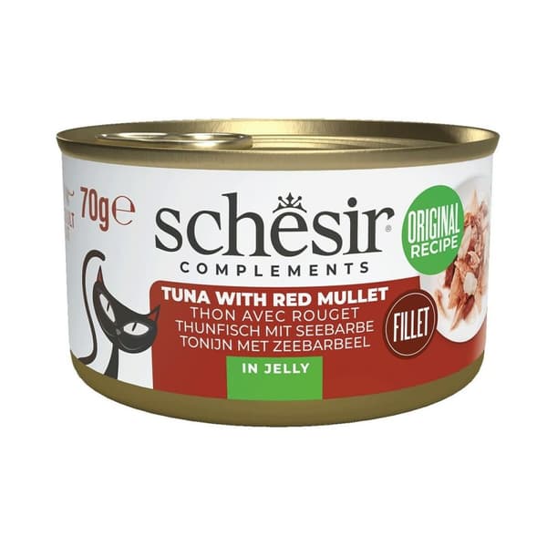 Kattemad Agras Pet Foods SCHESIR Complements Tuna with red mullet in jelly Fisk 70 g