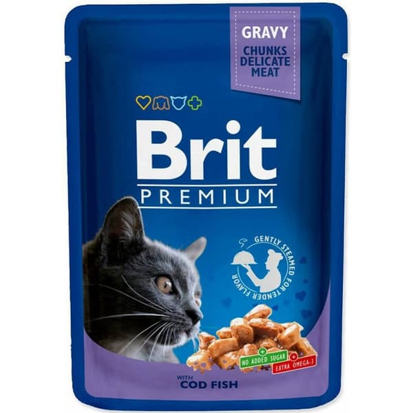 Kattmat Brit Pouches Family Plate Kyckling Kalkon Kalvkött Torsk 12 x 100 g