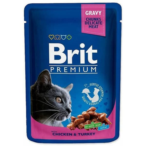 Kattmat Brit Pouches Family Plate Kyckling Kalkon Kalvkött Torsk 12 x 100 g