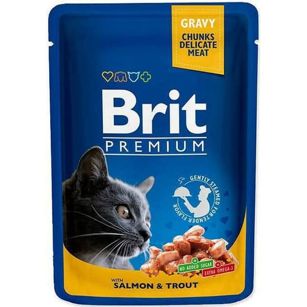 Kattmat Brit Pouches Family Plate Kyckling Kalkon Kalvkött Torsk 12 x 100 g