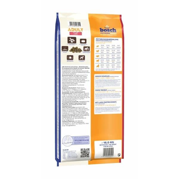 Foder BOSCH Vuxen Lamm Ris 15 kg