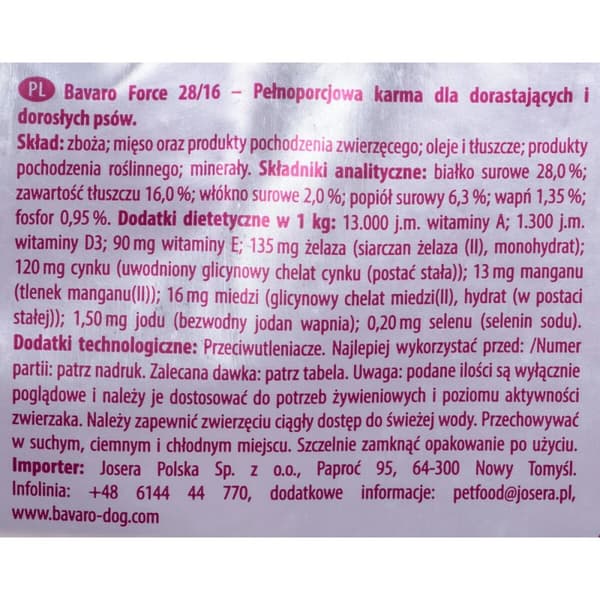 Foder Josera Force Voksen Kylling 18 kg