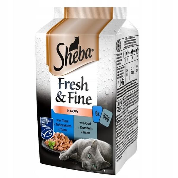 Kissanruoka Sheba Fresh Fine Tuna and cod in gravy Kala 6 x 50 g