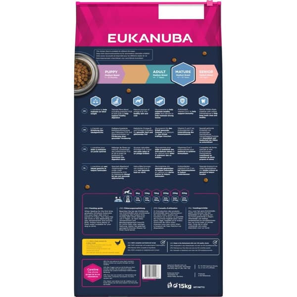 Foder Eukanuba MATURE Voksen Kylling 15 kg