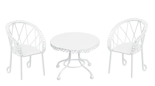 Miniatyr - Sittgrupp av Metall - Vit - 6-8 cm