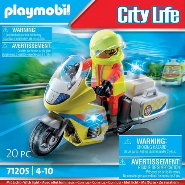 Playmobil - 71205 - City Action The Rescuers - Nödkonstnär med motorcykel och lätt effekt